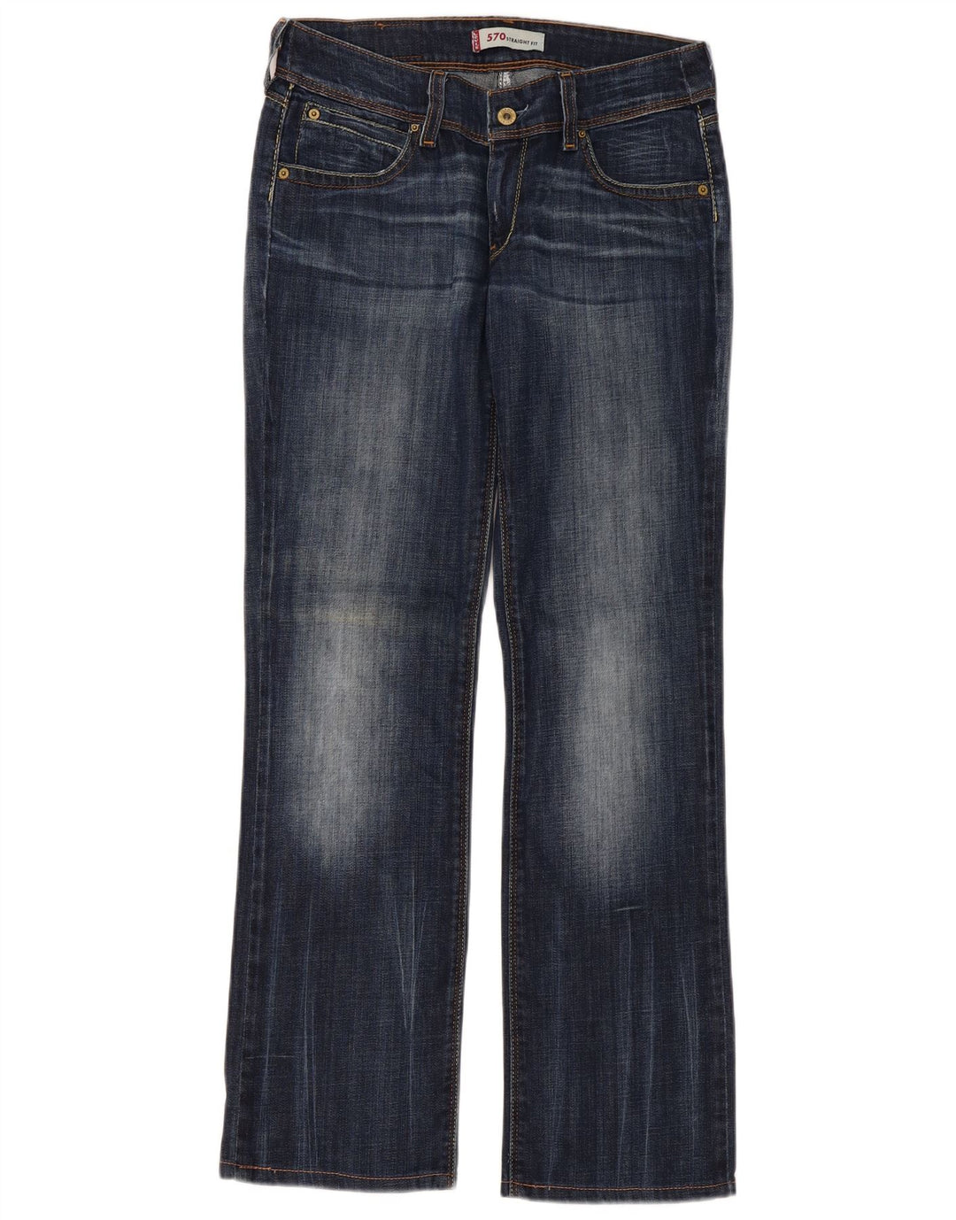 Levi's Dame 570 Straight Jeans W31 L31 Marineblå Bomuld