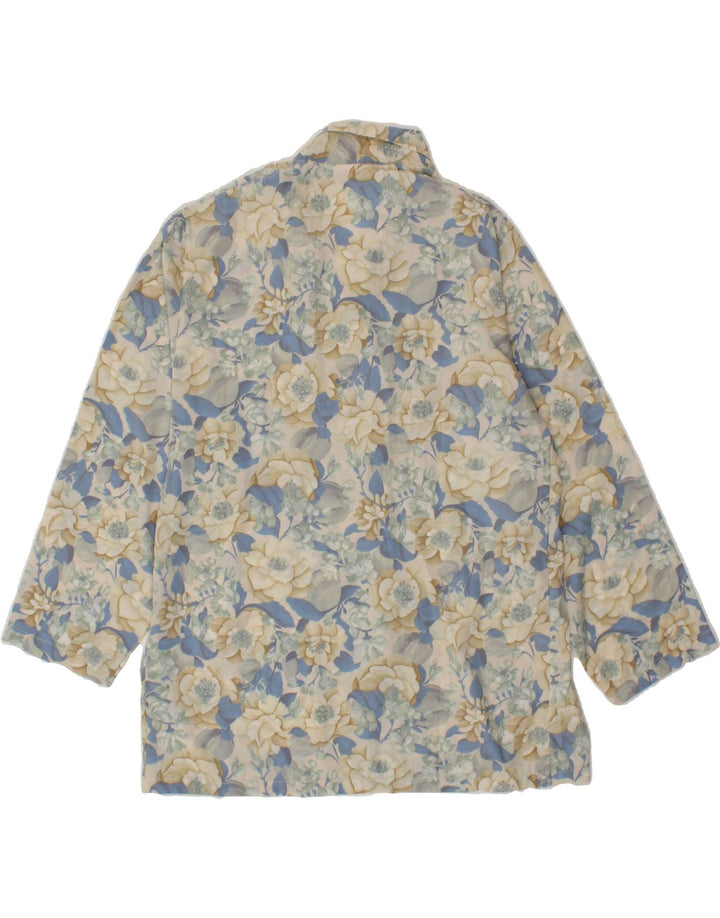 VINTAGE Womens 4 Button Blazer Jacket IT 44 Medium Off White Floral Vintage Vintage and Second-Hand Vintage from Messina Hembry 