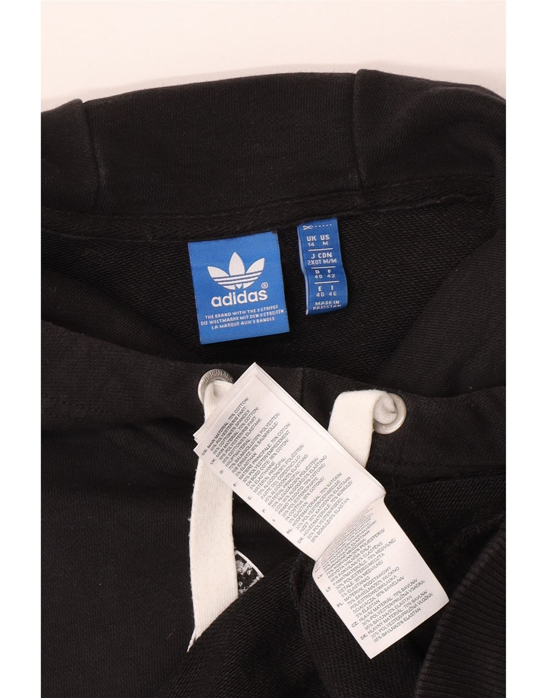 Adidas Graphic Hoodie Jumper UK 14 Medium Sort Bomuld