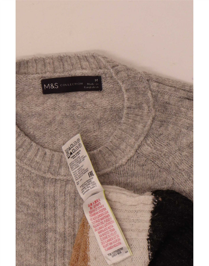 Marks & Spencer Herre sweater med rund hals, mellemgrå farveblok