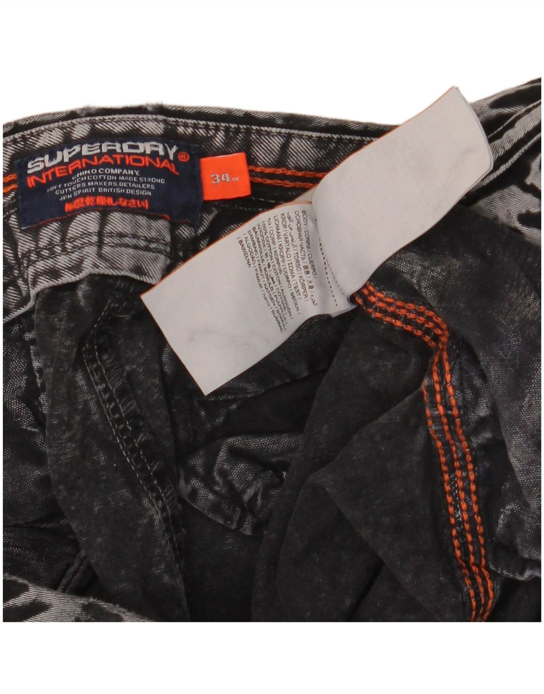 Superdry denimshorts til mænd W34 store grå bomuld