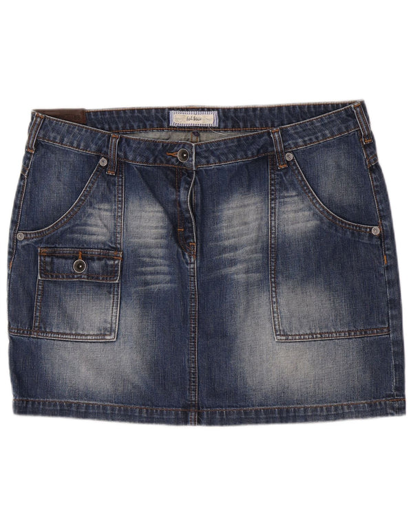 Fat Face Dame Denim Mini Cargo Nederdel W36 XL Blå Bomuld