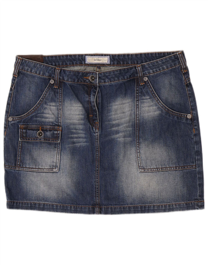 Fat Face Dame Denim Mini Cargo Nederdel W36 XL Blå Bomuld