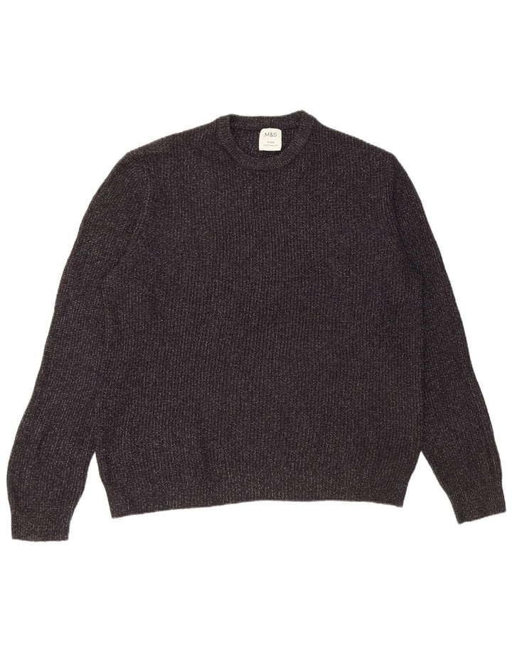 Marks & Spencer Herre sweater med rund hals, medium marineblå flækket