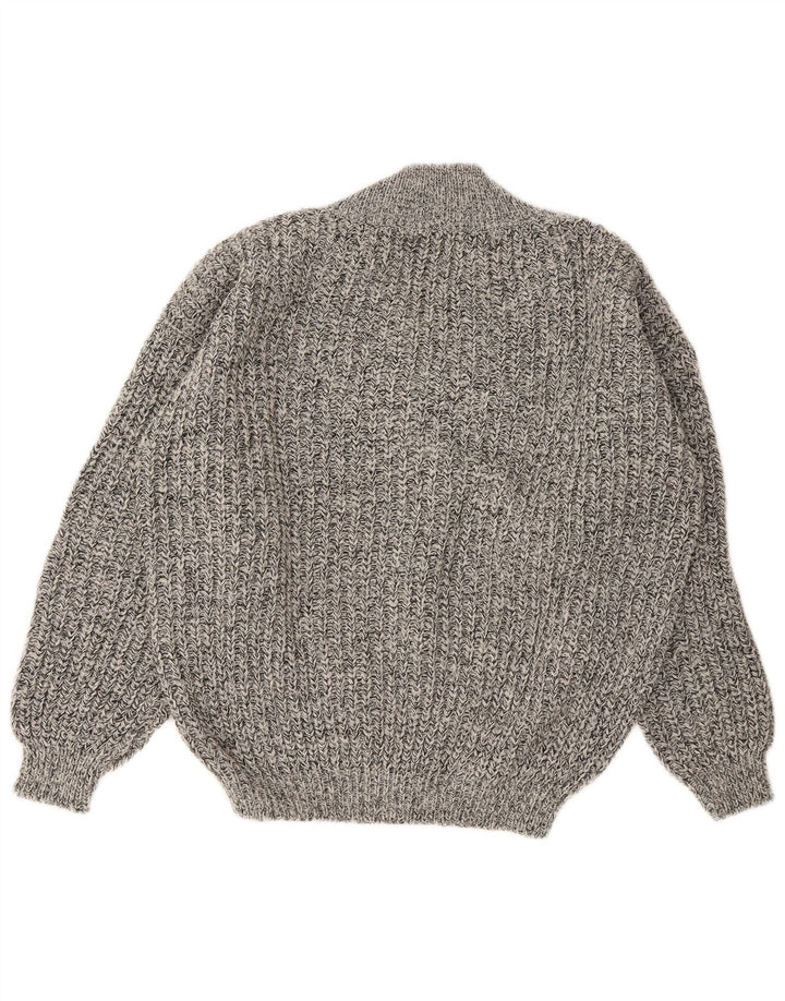 Vintage Herre V-hals sweater IT 50 Medium Grå Flecked