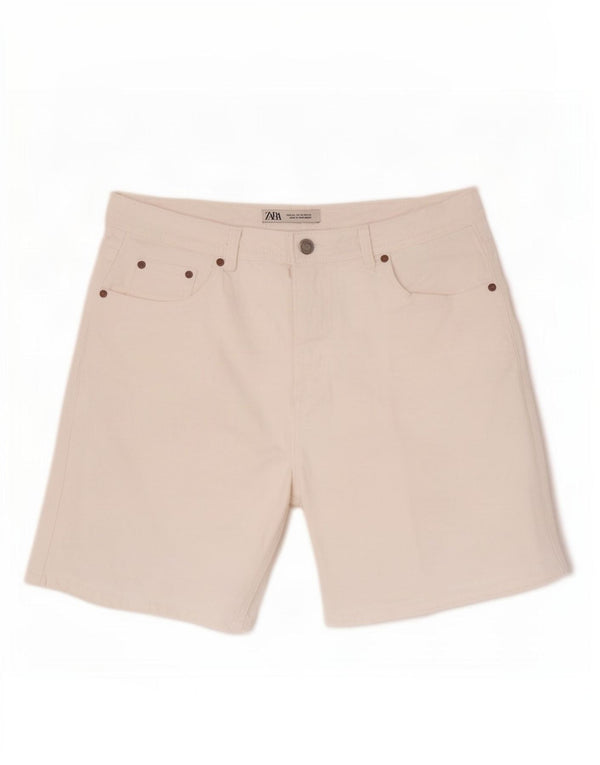 Zara Mens Denim Shorts EU 44 Large W34 White Cotton