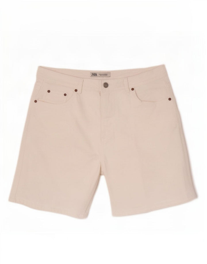 Zara Herre Denim Shorts EU 44 Large W34 White Bomuld