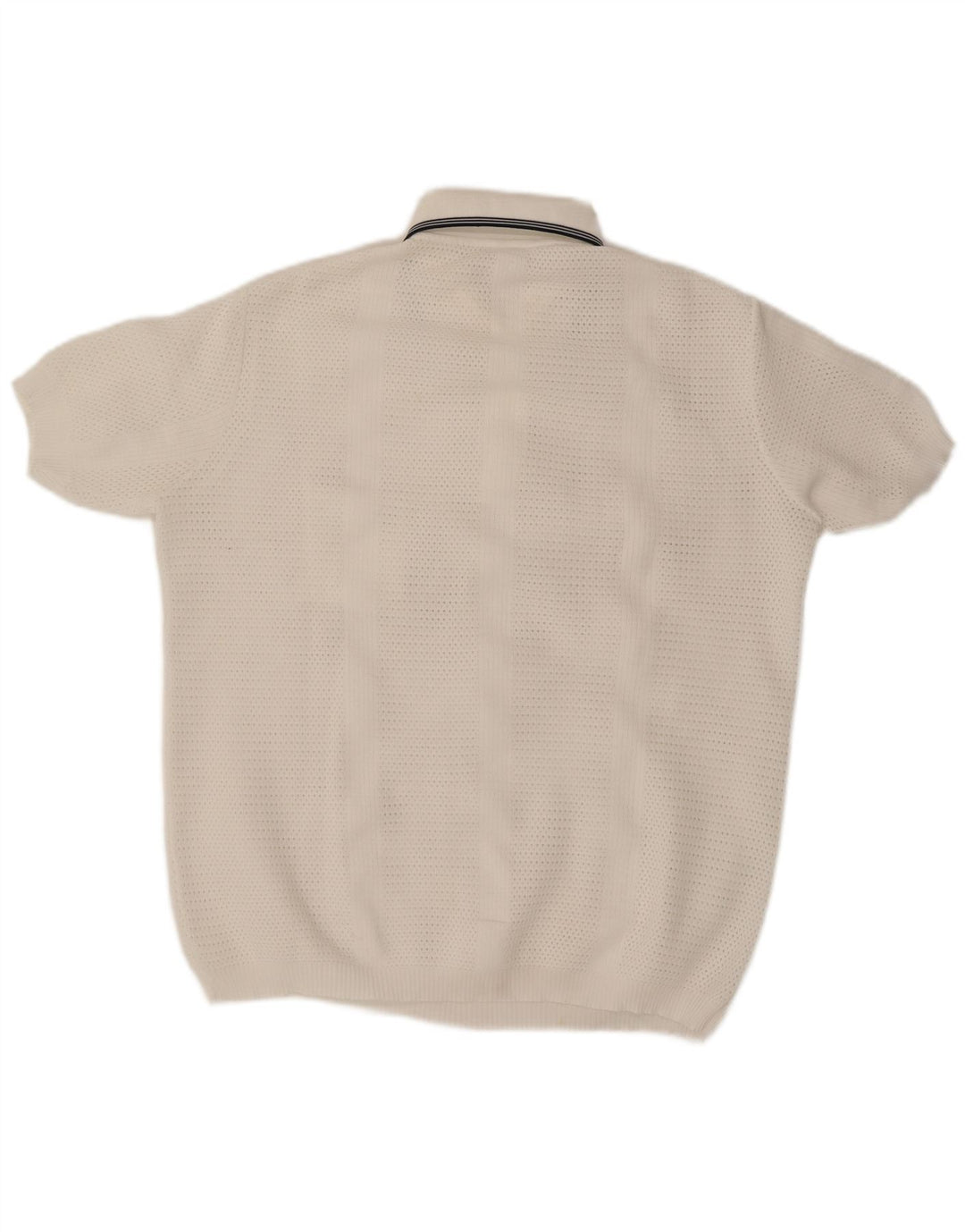 Trevira Herre Kortærmet Polo Neck Jumper Sweater Stor Hvid Polyester