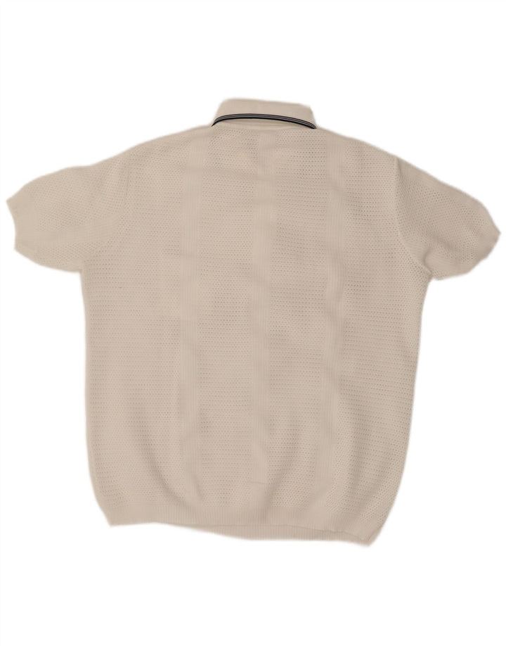 Trevira Herre Kortærmet Polo Neck Jumper Sweater Stor Hvid Polyester