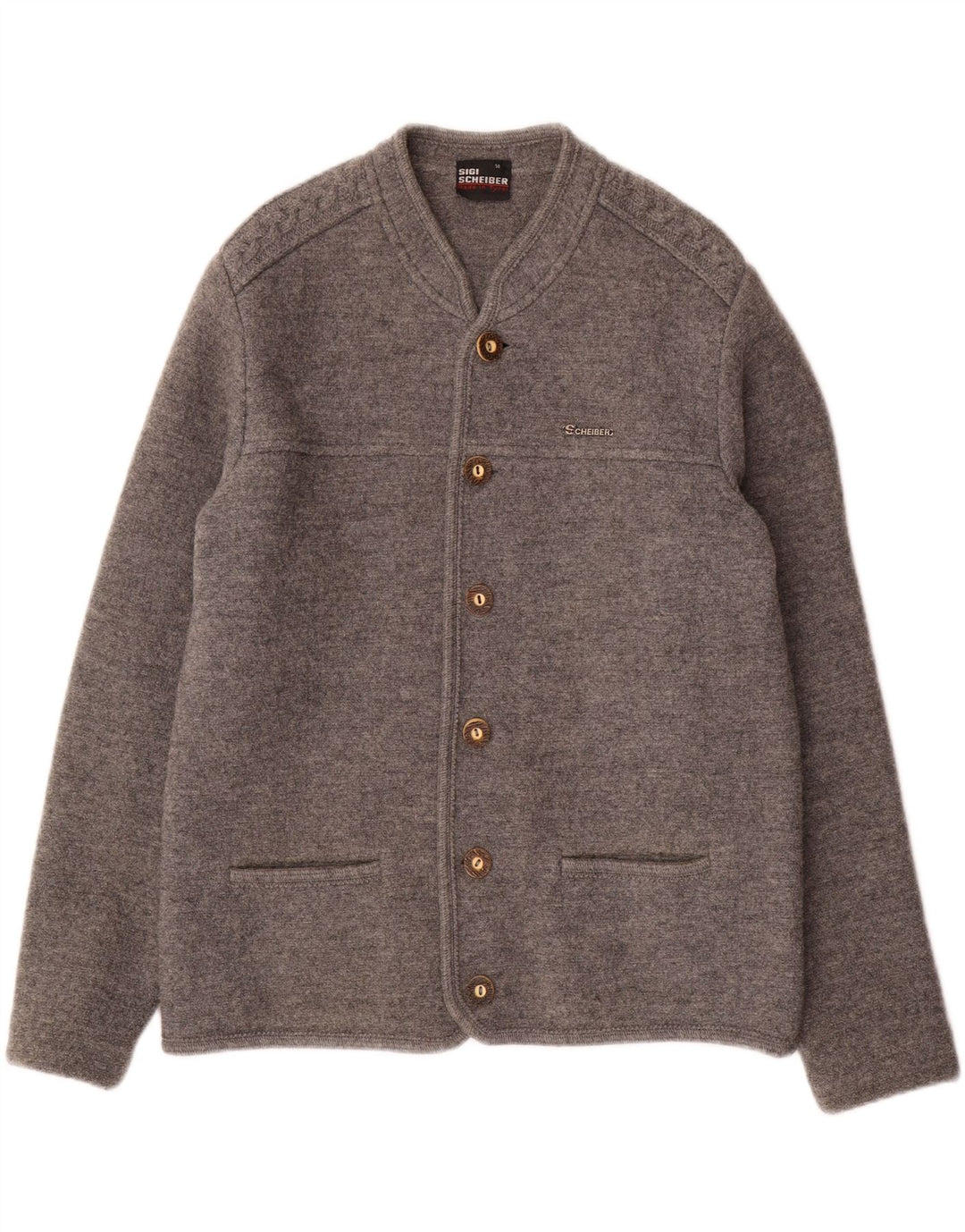 SCHEIBER Herre Cardigan Sweater IT 50 Medium Grå Uld
