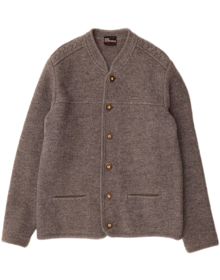 SCHEIBER Herre Cardigan Sweater IT 50 Medium Grå Uld