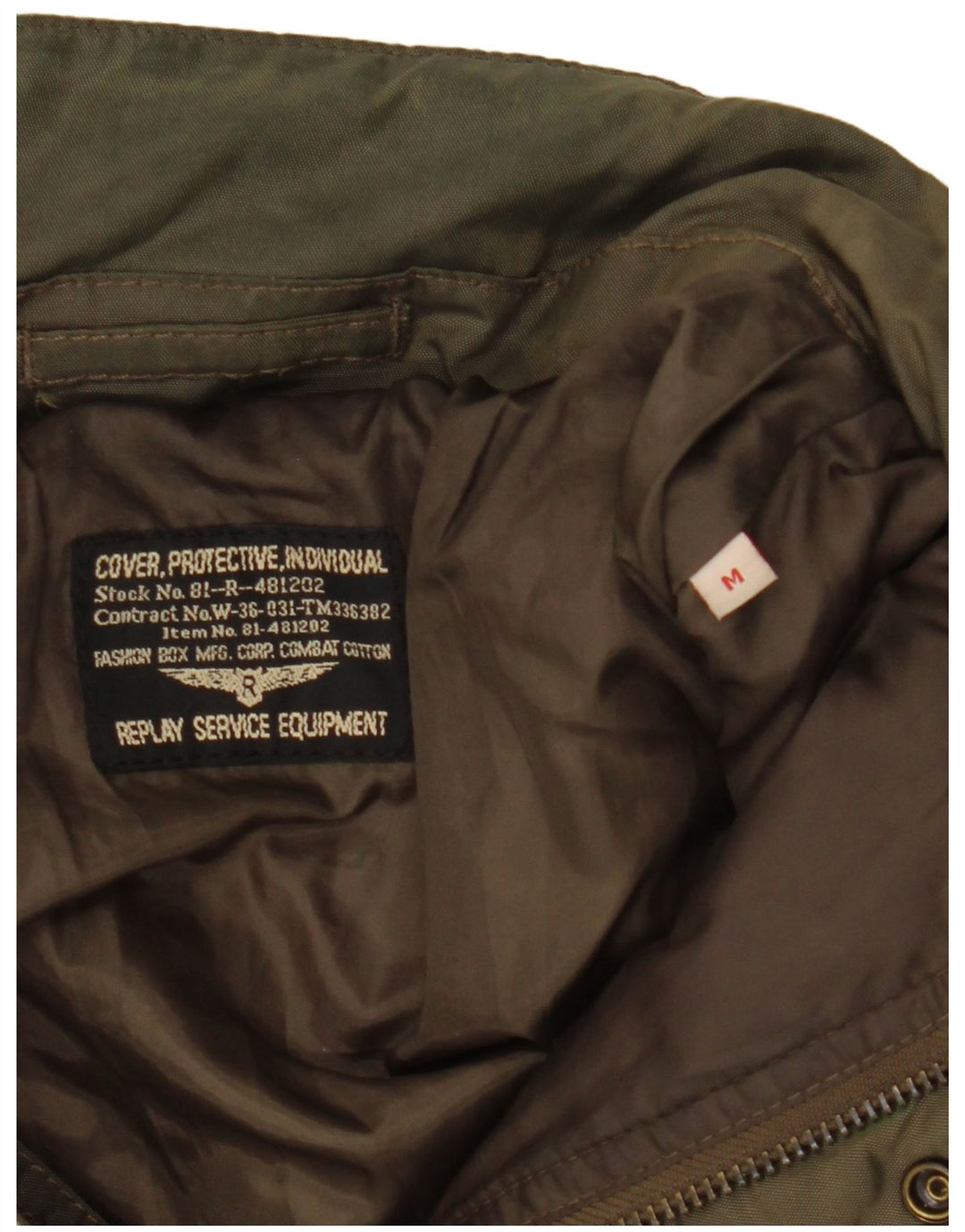 Replay Herre polstret jakke UK 38 Medium Khaki Polyamid