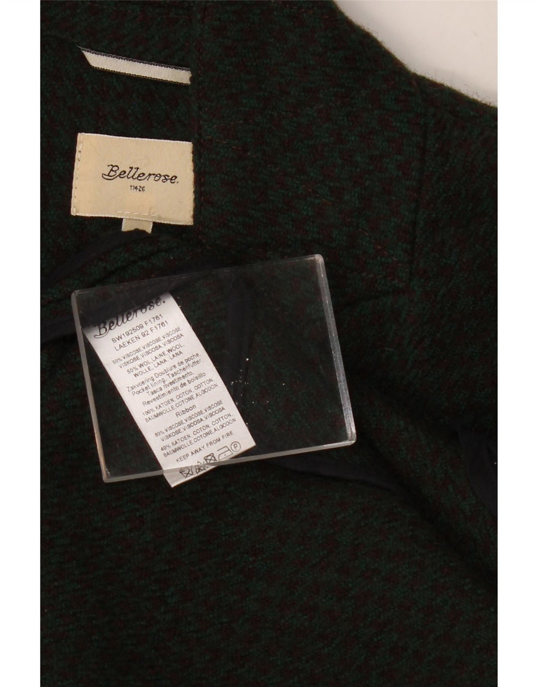 BELLEROSE Dame Kåbe Overfrakke US 2 XS Khaki Houndstooth Uld