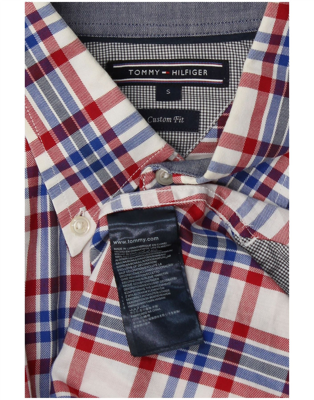 Tommy Hilfiger Herre Custom Fit skjorte Lille flerfarvet ternet bomuld