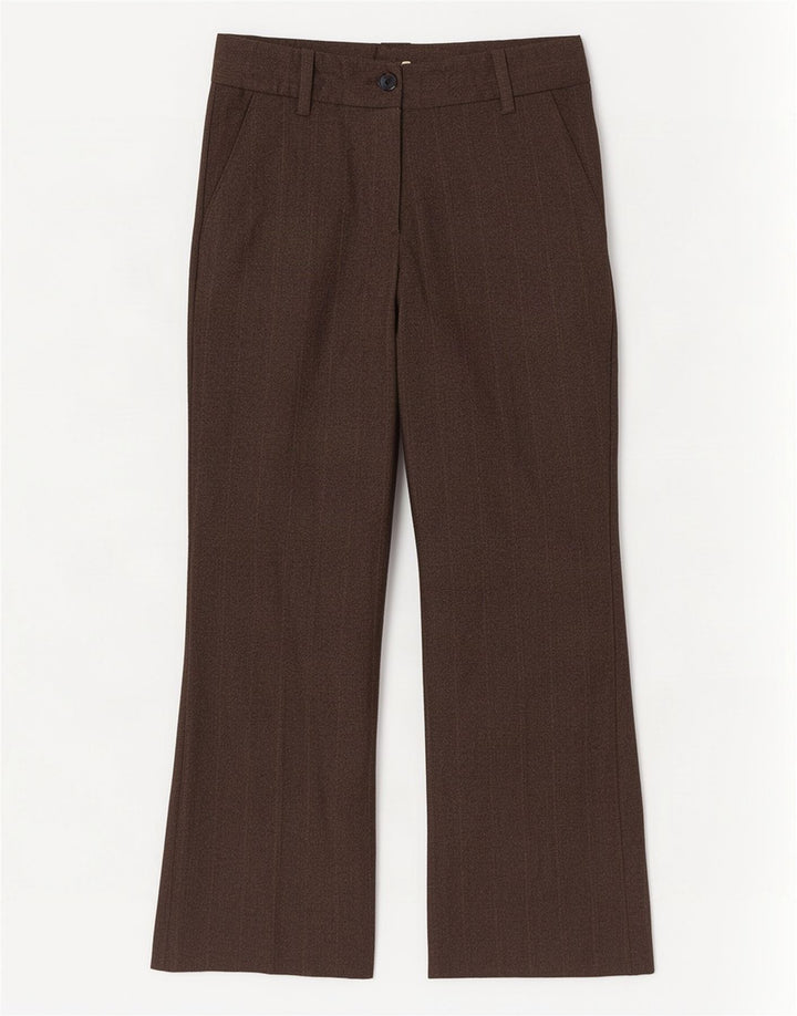 Zara Dame Bootcut Suit Bukser EU 36 XS W26 L28 Brun Stribet Polyester