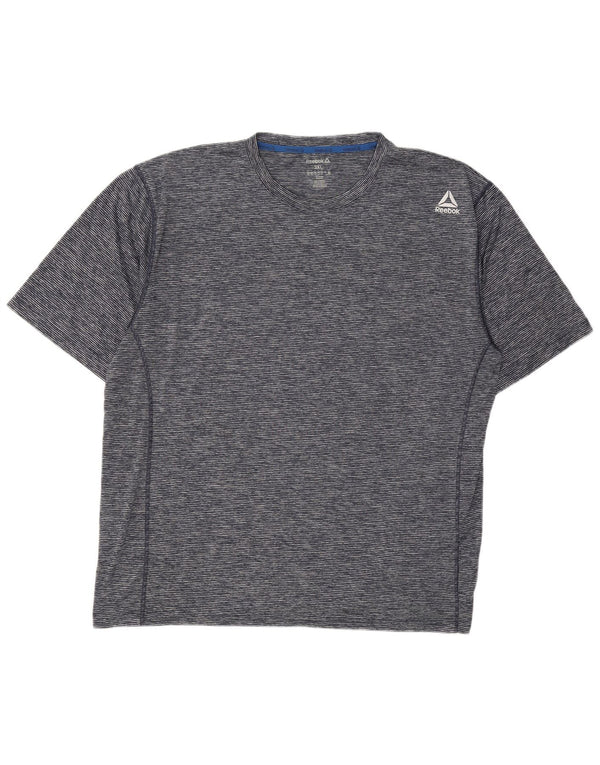 Reebok Womens T-Shirt Top UK 20/22 3XL Navy Blue Pinstripe Polyester