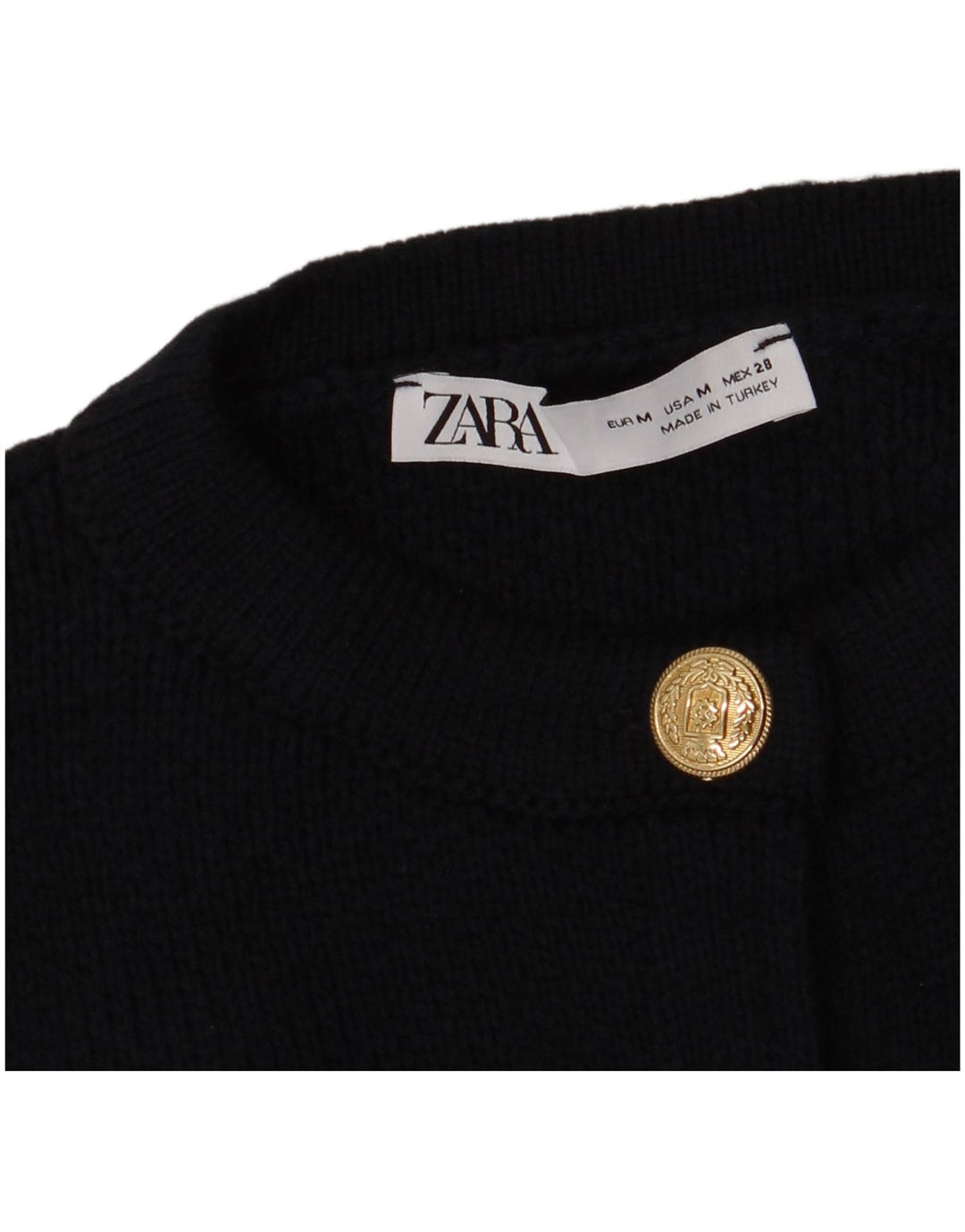 Zara Womens Crop Cardigan Sweater UK 12 Medium Navy Blue