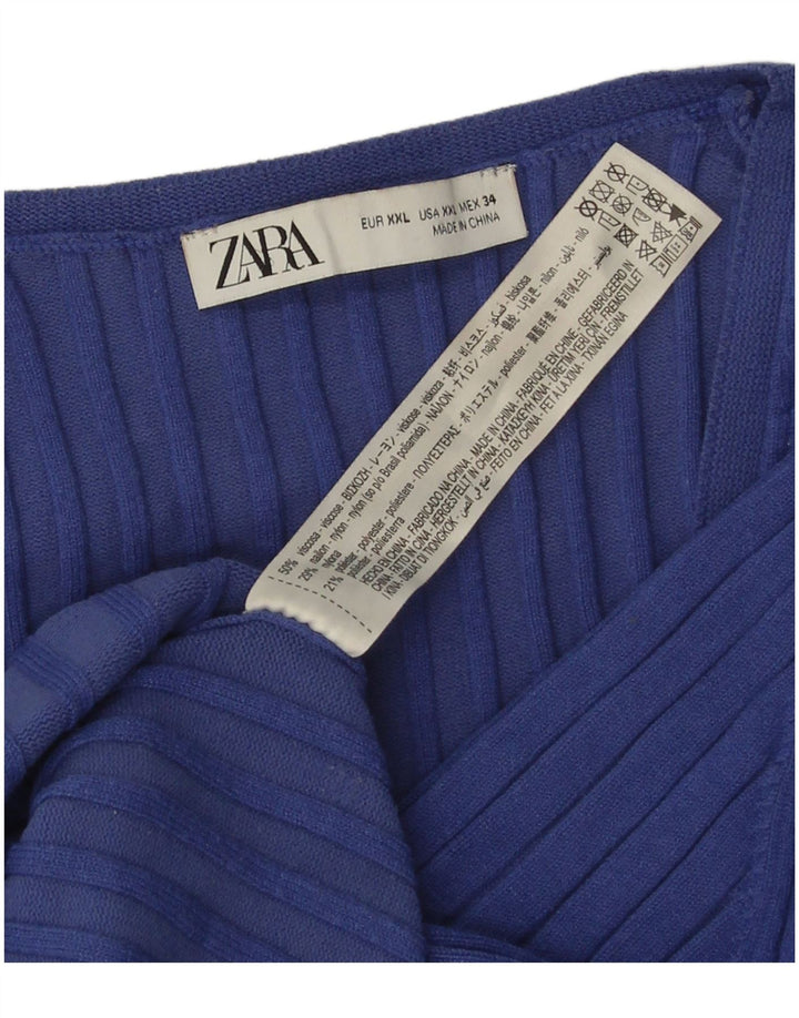 Zara Dame Top 3/4 ærmer UK 20 2XL Blå Viscose