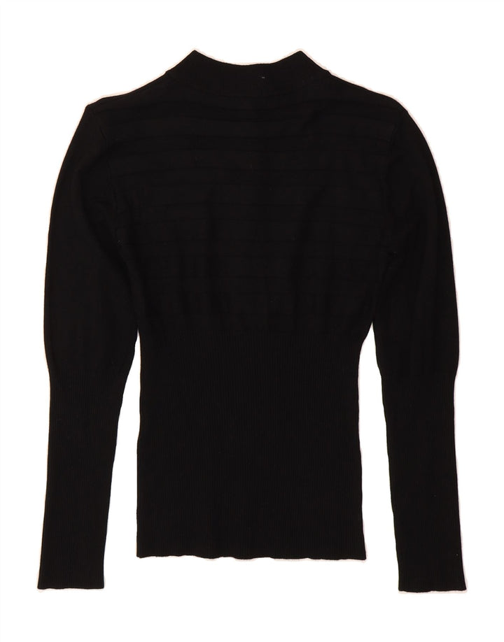 MORGAN Womens Zip Neck Jumper Sweater UK 12 Medium Black Vintage Morgan and Second-Hand Morgan from Messina Hembry 
