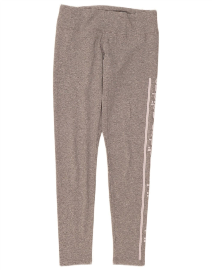 Adidas Dame Climalite Grafiske Leggings UK 12/14 Medium Grey Bomuld