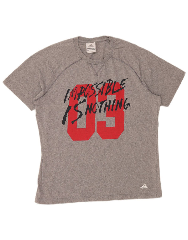 ADIDAS Grafisk T-shirt top til mænd UK 40/42 Mellemgrå bomuld