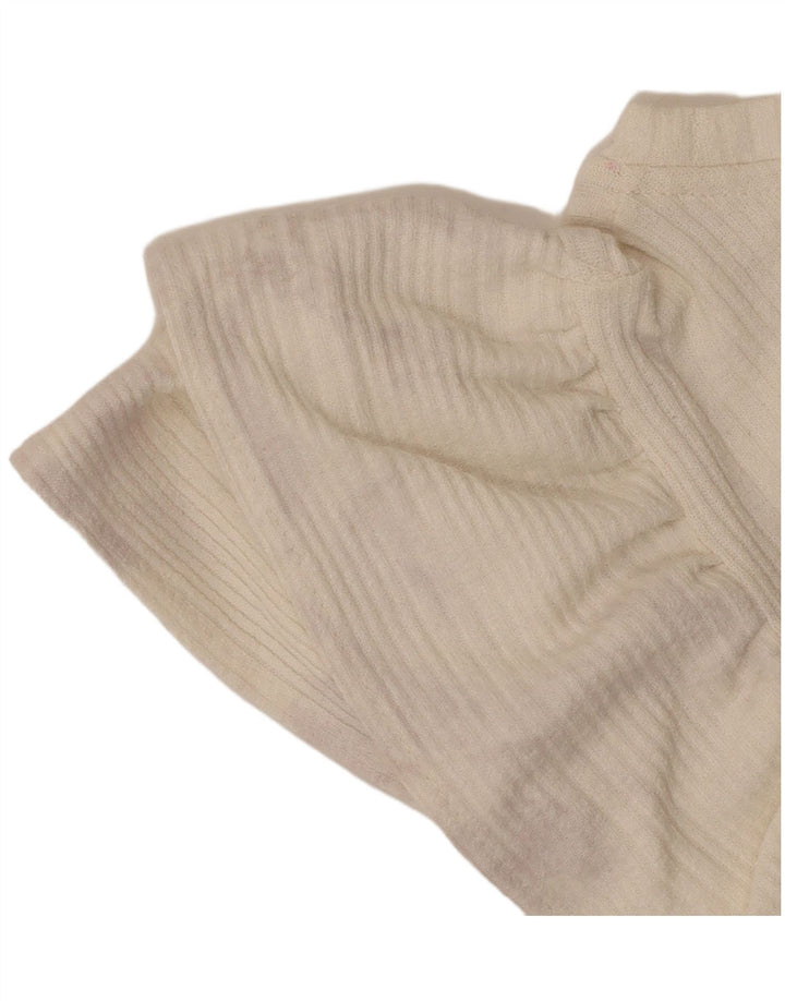 Zara Womens Crop Bluse Top UK 14 Large Off White Polyester