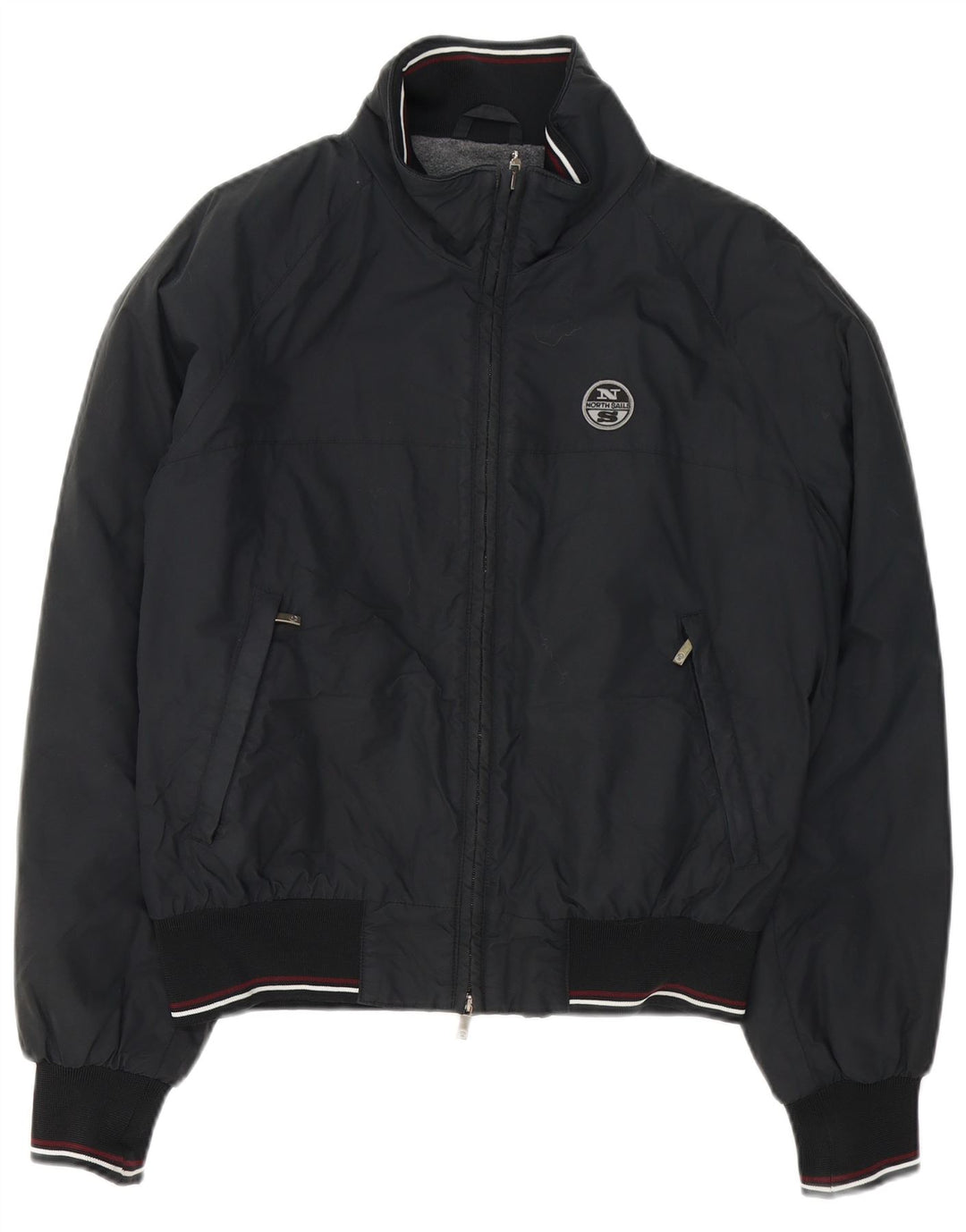 North Sails Herre Bomber Jacket UK 38 Medium Sort Stribet Polyamid