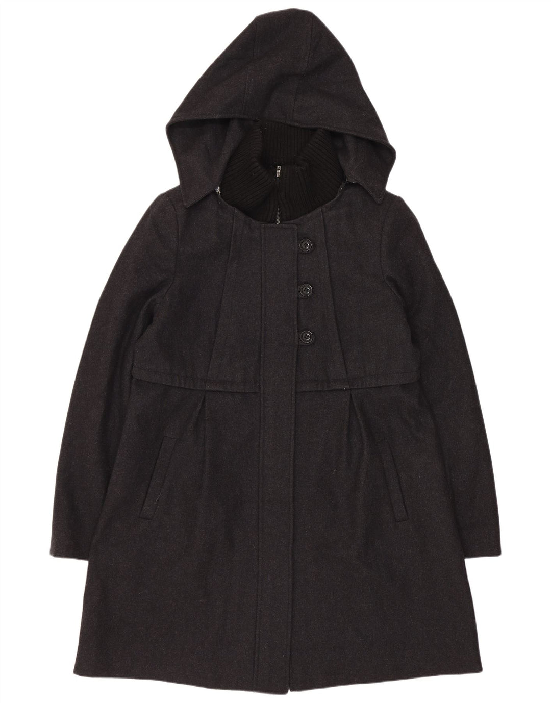 Dkny Dame Hætteoverfrakke US 14 XL Grå Uld