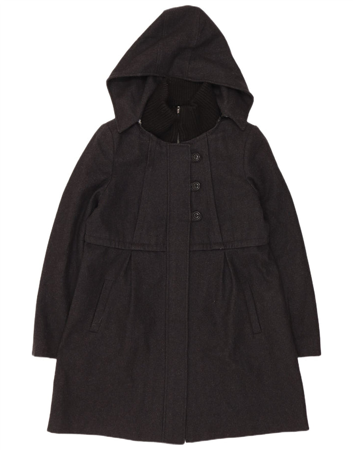 Dkny Dame Hætteoverfrakke US 14 XL Grå Uld