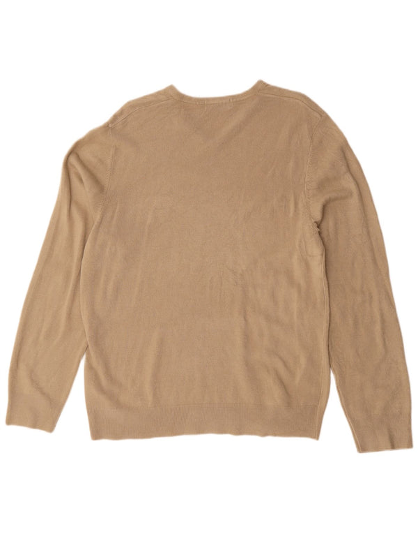 Marks & Spencer Herre Blue Harbor Jumper Sweater Stor Beige Akryl