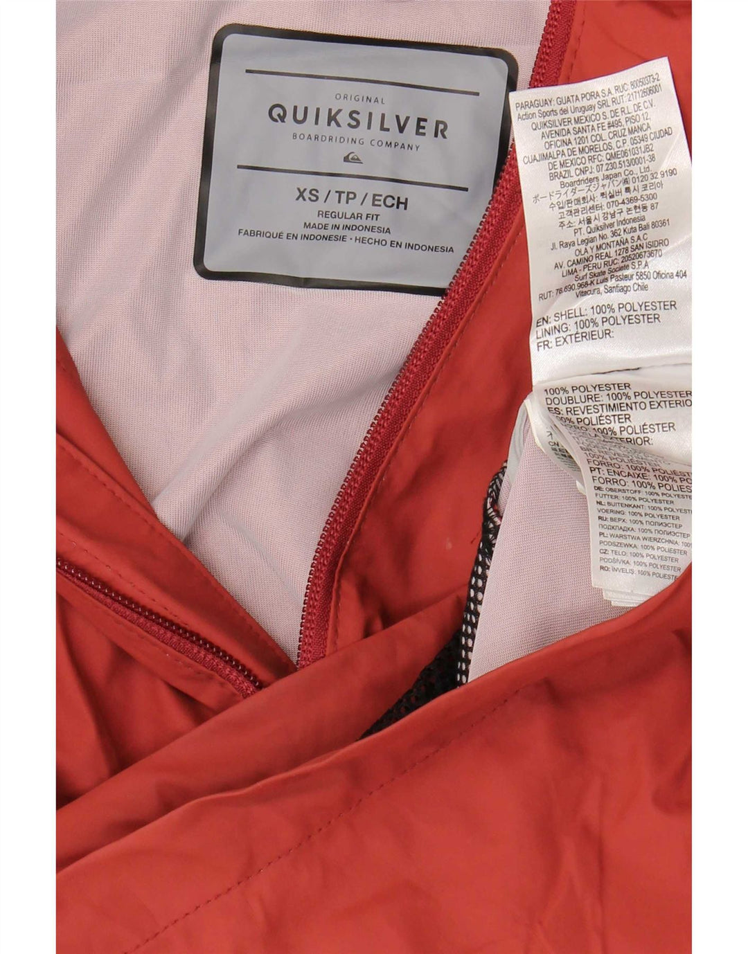 Quiksilver Herre Hooded Regular Fit regnjakke UK 36 XS Rød Polyester