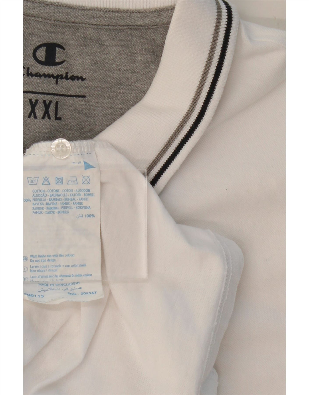 CHAMPION Mens Polo Shirt 2XL White Cotton Vintage Champion and Second-Hand Champion from Messina Hembry 