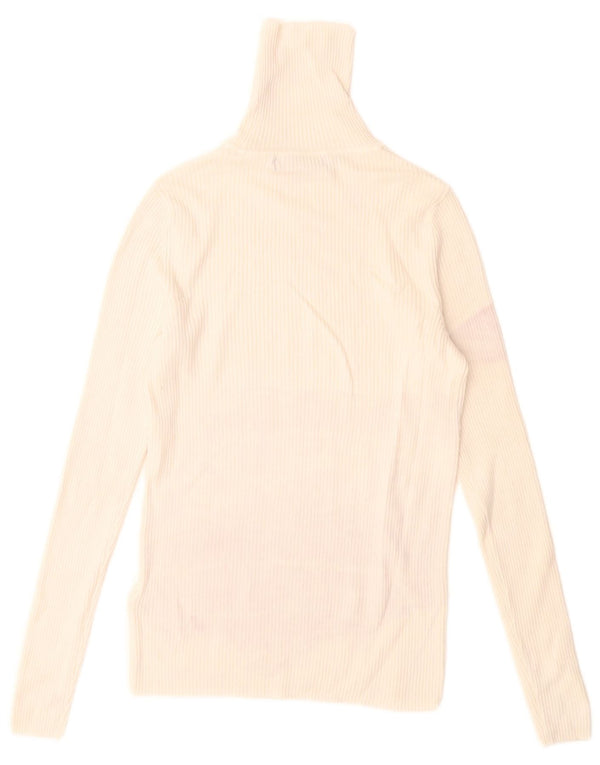 Marks & Spencer Womens Roll Neck Jumper Sweater UK 10 Small White Viscose