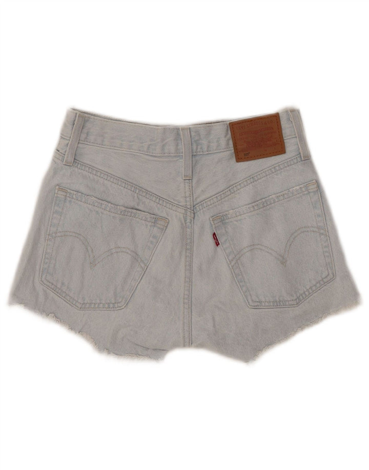 LEVI'S Womens 501 Distressed denimshorts W24 XS Blå bomuld