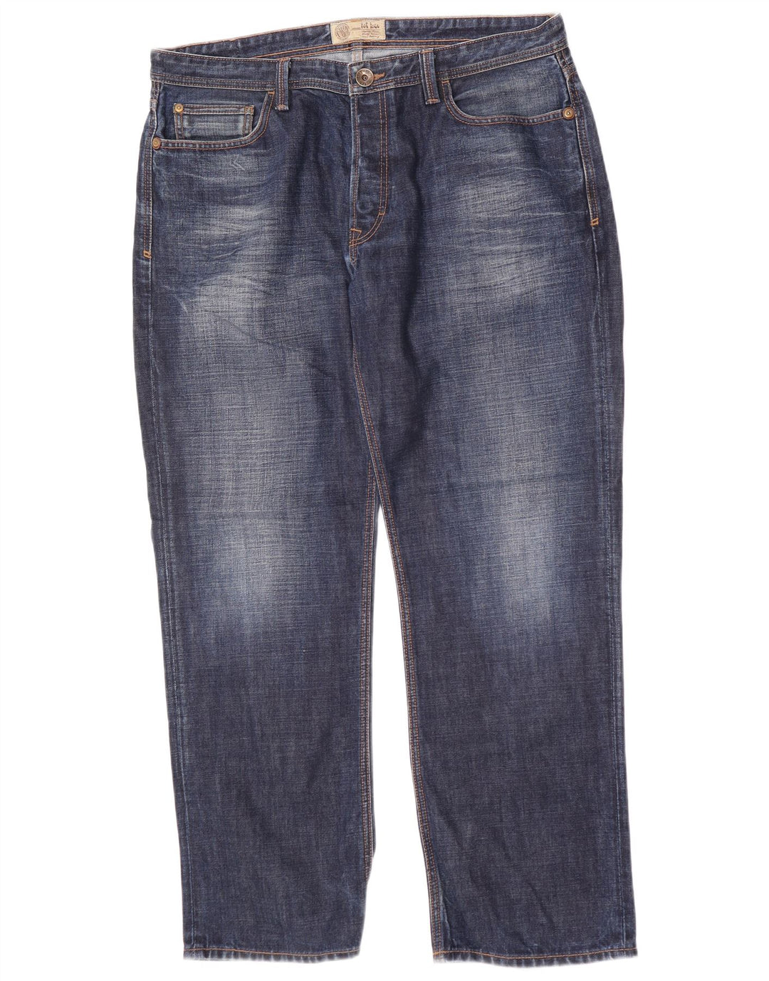 Fedt ansigt herre straight jeans W36 L31 marineblå bomuld