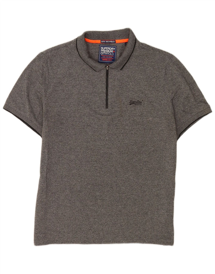 Superdry Mens Polo Shirt 2XL Grey Flecked Cotton