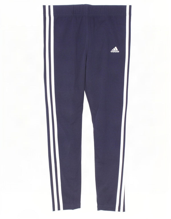 Adidas Girls Leggings 13-14 Years Navy Blue Cotton