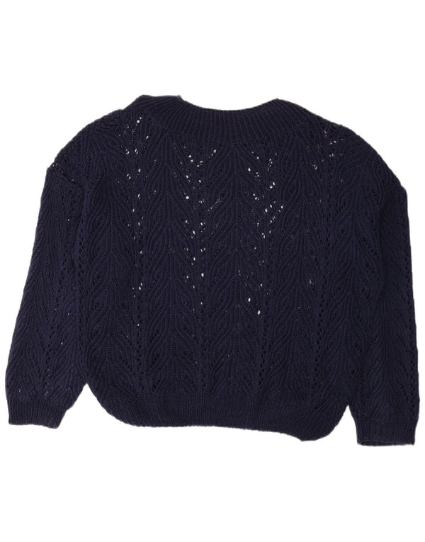 Vintage dame sweater med rund hals i overstørrelse UK 18 XL marineblå