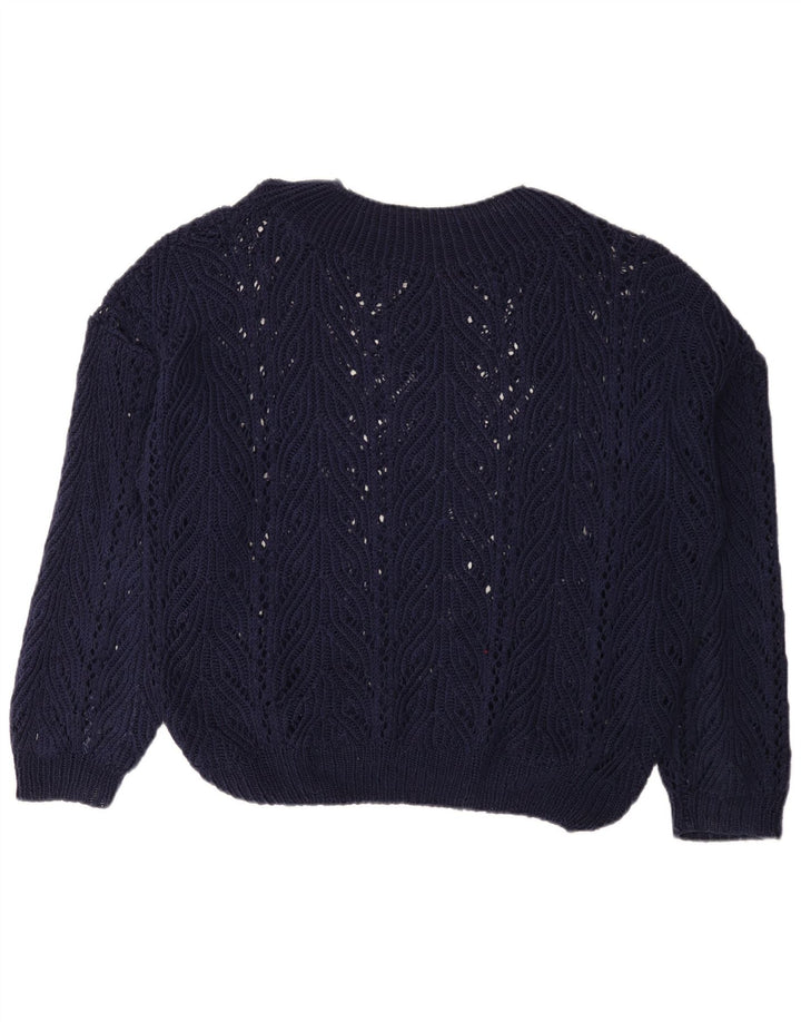 Vintage dame sweater med rund hals i overstørrelse UK 18 XL marineblå