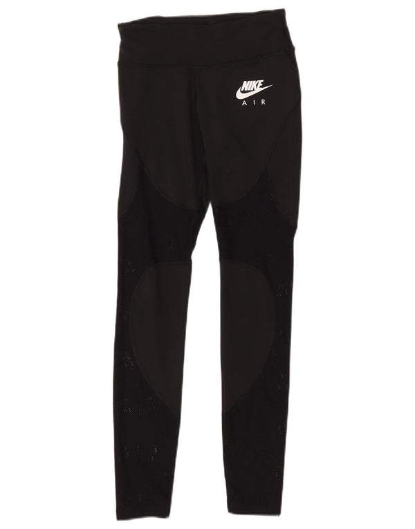 Nike Kvinders Dri Fit Grafik Leggings UK 4 XS Sort Polyester