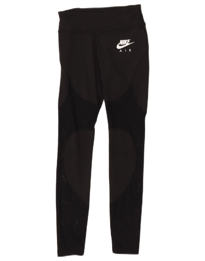 Nike Kvinders Dri Fit Grafik Leggings UK 4 XS Sort Polyester