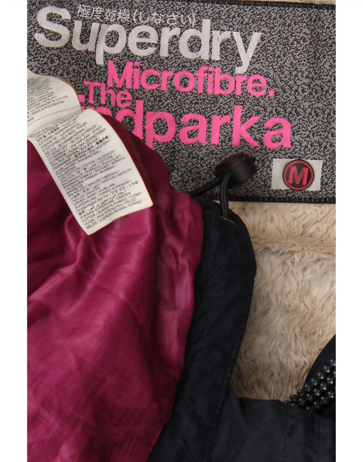Superdry Womens Windparka Parkajakke med hætte UK 14 Medium Navy Blue