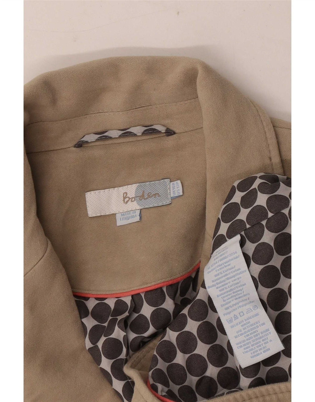 Boden Dame 2 Button Blazer Jacket UK 16 Stor Beige Bomuld