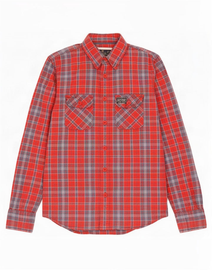 Superdry Flanelskjorte til mænd, stor rød ternet bomuld