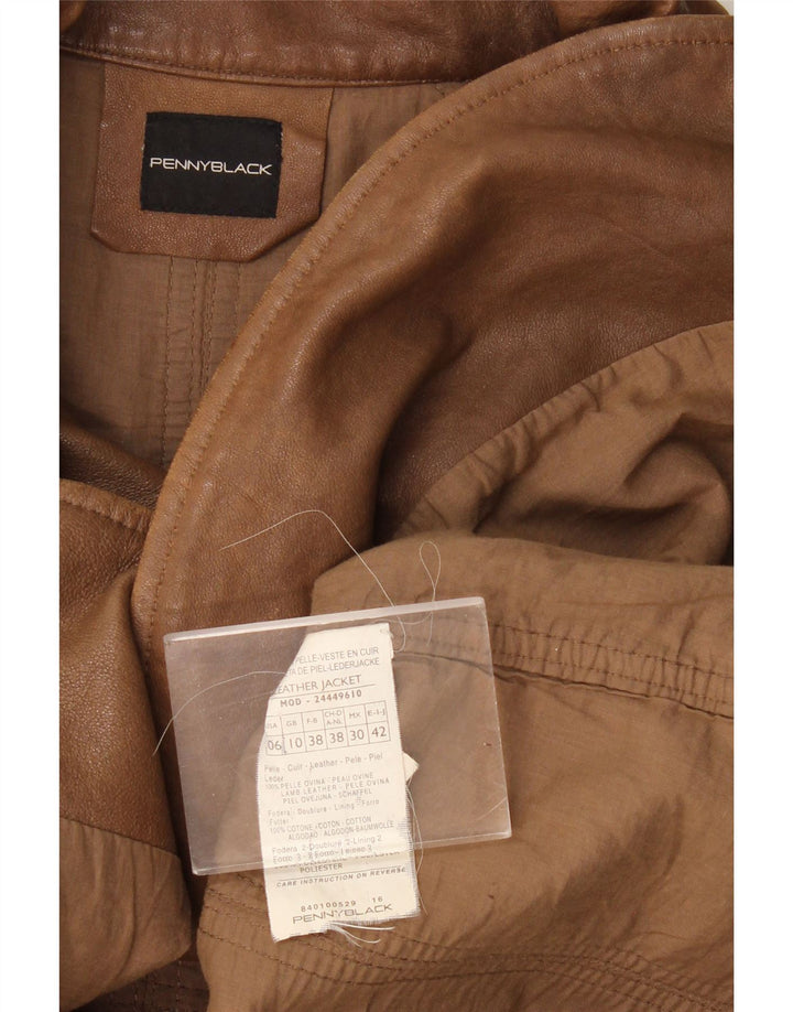 Penny Black Dame Læderjakke UK 10 Lille Brun Læder