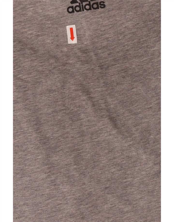 ADIDAS Womens Graphic T-Shirt Top UK 14 Large Grey Vintage Adidas and Second-Hand Adidas from Messina Hembry 