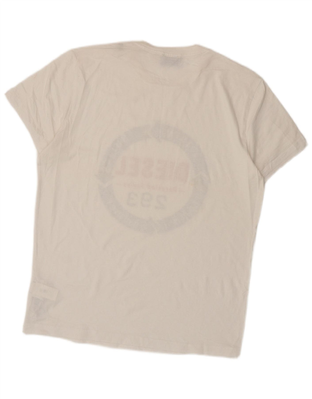 Diesel Herre Grafisk T-Shirt Top XL Hvid Bomuld