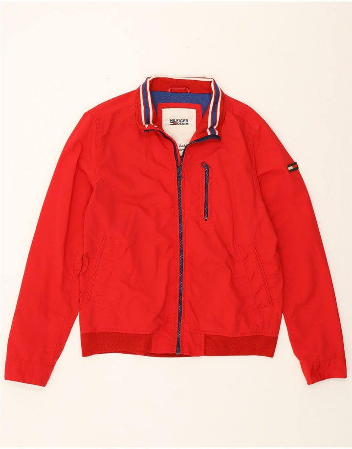 Tommy Hilfiger Herre Bomber Jacket UK 40 Stor Rød Nylon