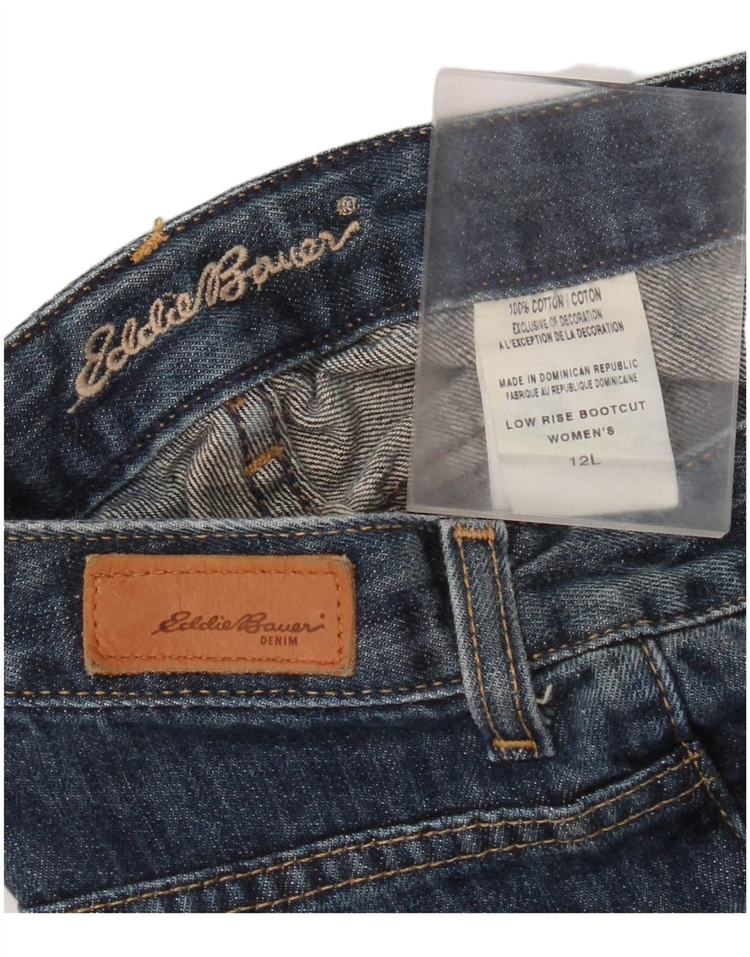 Eddie Bauer Dame Jeans med lav talje Bootcut US 12 Large W34 L35 Blå Bomuld