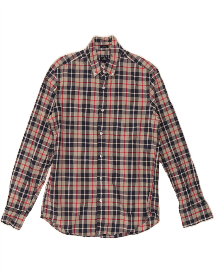 J. CREW Mens Flex Slim Shirt Medium Navy Blue Check Cotton Vintage J. Crew and Second-Hand J. Crew from Messina Hembry 